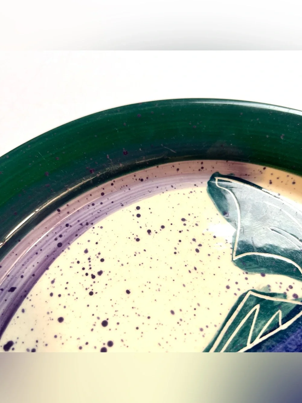 (2) Dinner Plates Backsplash Pottery Julie Ueland White Salmon, WA 1999 Fish